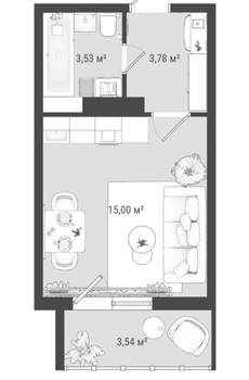 Студия квартира, вторичка, 26м2, 11/16 этаж
