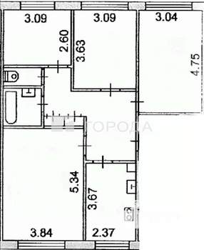 4-к квартира, вторичка, 80м2, 1/5 этаж