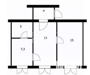 2-к квартира, вторичка, 43м2, 2/2 этаж
