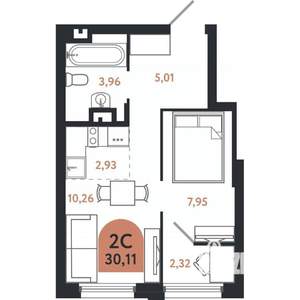2-к квартира, вторичка, 30м2, 7/26 этаж