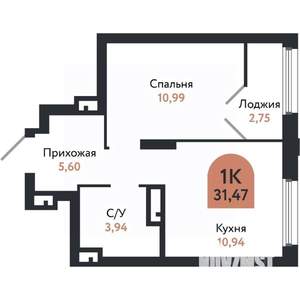 1-к квартира, вторичка, 31м2, 14/26 этаж