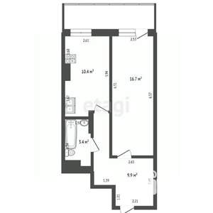 1-к квартира, вторичка, 40м2, 3/18 этаж