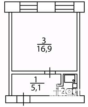 1-к квартира, вторичка, 24м2, 4/5 этаж