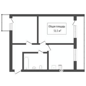 3-к квартира, вторичка, 58м2, 1/6 этаж