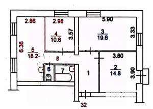 4-к квартира, вторичка, 79м2, 4/4 этаж