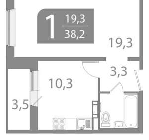 1-к квартира, вторичка, 38м2, 2/10 этаж