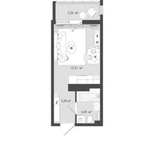 Студия квартира, вторичка, 23м2, 7/16 этаж