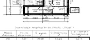 2-к квартира, вторичка, 61м2, 8/9 этаж