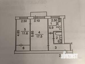 2-к квартира, вторичка, 46м2, 1/5 этаж