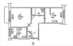 2-к квартира, вторичка, 49м2, 3/5 этаж