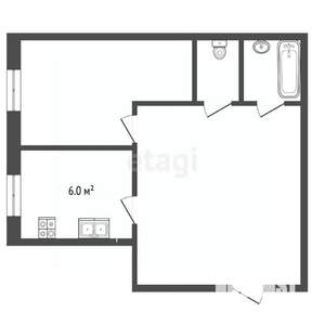 1-к квартира, вторичка, 54м2, 1/6 этаж