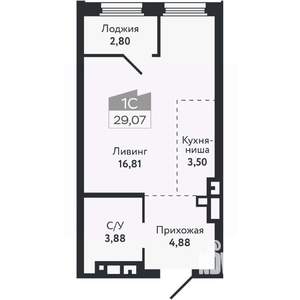 Студия квартира, вторичка, 29м2, 19/26 этаж