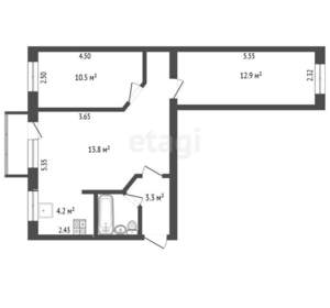 3-к квартира, вторичка, 55м2, 4/5 этаж