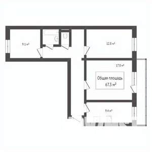 3-к квартира, вторичка, 68м2, 5/10 этаж