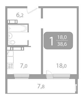 1-к квартира, вторичка, 39м2, 16/17 этаж
