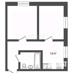 2-к квартира, вторичка, 33м2, 2/2 этаж