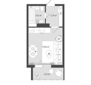 Студия квартира, вторичка, 26м2, 8/16 этаж