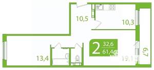 2-к квартира, вторичка, 58м2, 5/10 этаж