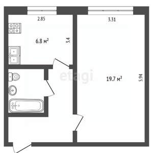1-к квартира, вторичка, 36м2, 1/10 этаж