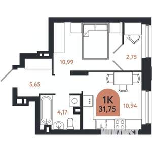 1-к квартира, вторичка, 32м2, 2/26 этаж