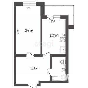 2-к квартира, вторичка, 62м2, 5/5 этаж