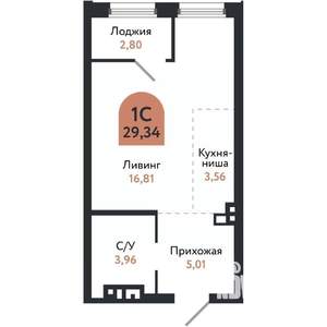 Студия квартира, вторичка, 29м2, 3/26 этаж