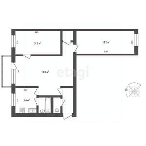 3-к квартира, вторичка, 55м2, 5/5 этаж