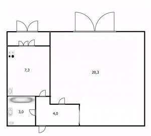 1-к квартира, вторичка, 35м2, 1/5 этаж