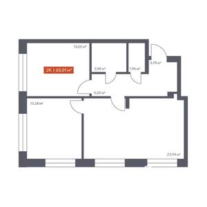 2-к квартира, вторичка, 65м2, 2/10 этаж