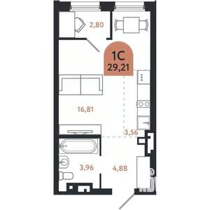 Студия квартира, вторичка, 29м2, 14/26 этаж