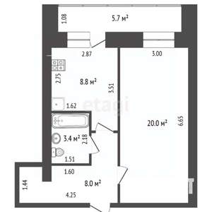 1-к квартира, вторичка, 40м2, 4/10 этаж