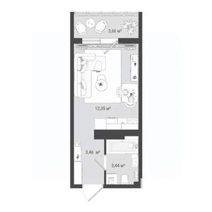 Студия квартира, строящийся дом, 23м2, 3/16 этаж