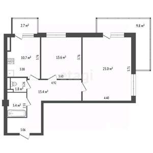 2-к квартира, вторичка, 70м2, 2/19 этаж