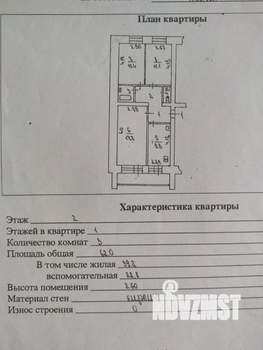 3-к квартира, вторичка, 62м2, 2/6 этаж