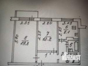 2-к квартира, вторичка, 54м2, 7/9 этаж