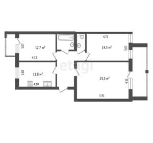 3-к квартира, вторичка, 87м2, 4/6 этаж