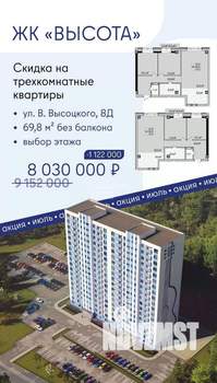 3-к квартира, вторичка, 70м2, 8/18 этаж