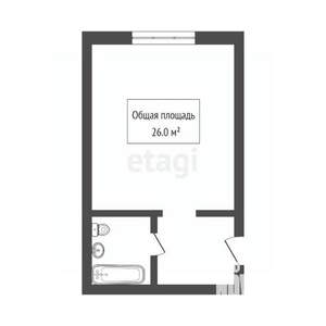 1-к квартира, вторичка, 26м2, 2/9 этаж