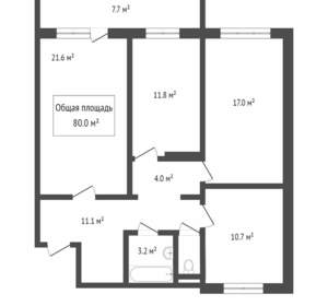 3-к квартира, вторичка, 81м2, 7/10 этаж