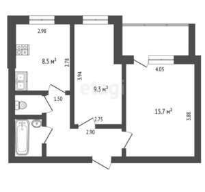 2-к квартира, вторичка, 45м2, 2/5 этаж