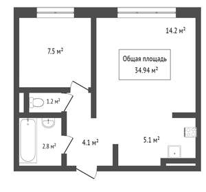 2-к квартира, вторичка, 35м2, 9/10 этаж
