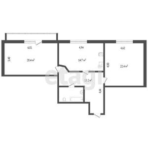 2-к квартира, вторичка, 49м2, 13/16 этаж