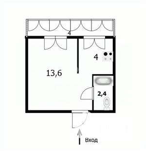 1-к квартира, вторичка, 20м2, 2/4 этаж