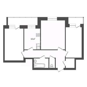 3-к квартира, вторичка, 87м2, 3/9 этаж