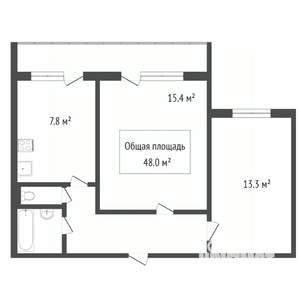 2-к квартира, вторичка, 48м2, 9/9 этаж