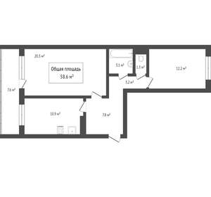 2-к квартира, вторичка, 60м2, 2/17 этаж