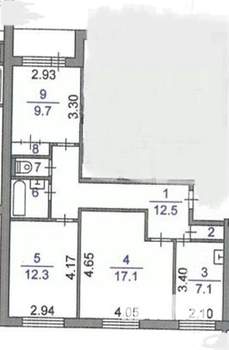 3-к квартира, вторичка, 64м2, 1/9 этаж