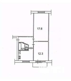 2-к квартира, вторичка, 43м2, 4/5 этаж