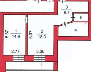 2-к квартира, вторичка, 55м2, 3/10 этаж