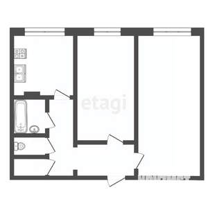 2-к квартира, вторичка, 53м2, 1/9 этаж